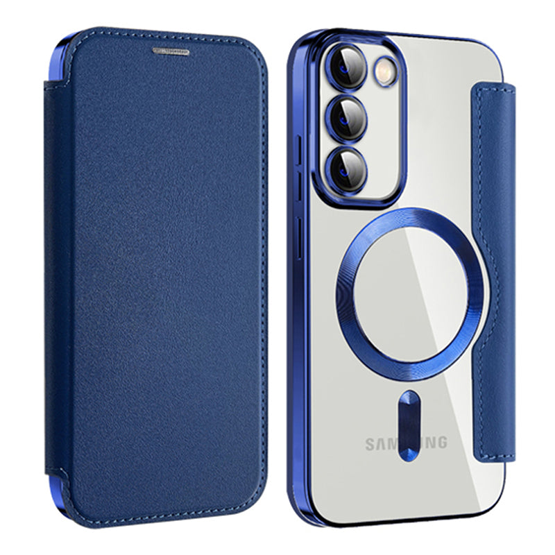 Magnetic Phone Case for Samsung Galaxy S23 PU Leather TPU Clear RFID Blocking Flip Cover with Lens Film Magnetic Phone Case for Samsung Galaxy S23 PU Leather TPU Clear RFID Blocking Flip Cover with Lens Film
